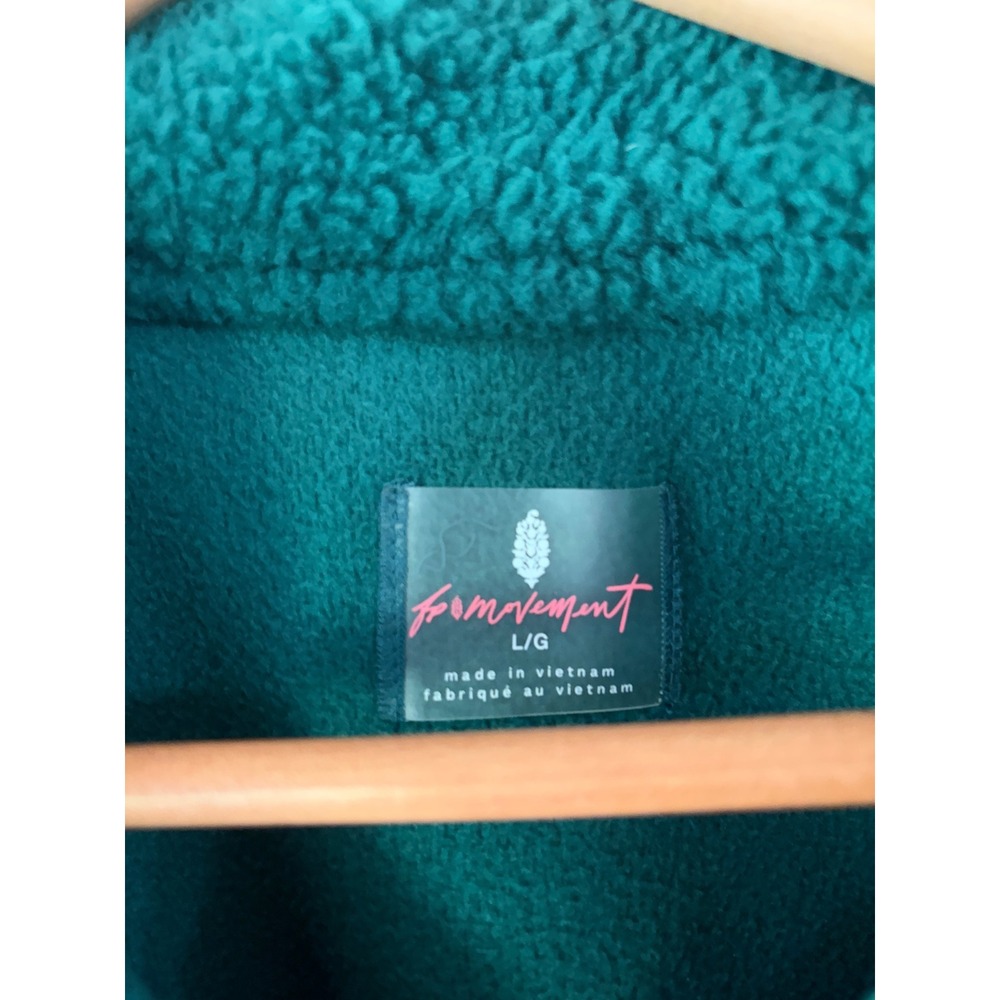 Free People FP Movement Hit The Slopes Fleece Jacket Evergreen Green Large NEW - Picture 4 of 5